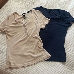 Amazon Women's Tops in Cream and Navy